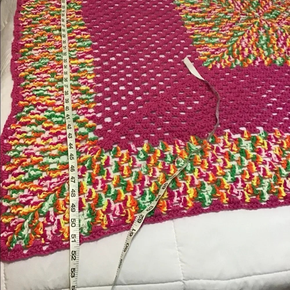 Handmade Knit Crochet Throw